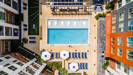 Aerial pool view at Link Apartments® Grant Park, Georgia, 30312