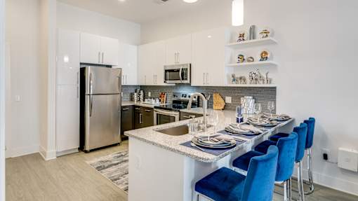 Model kitchen at Link Apartments® Grant Park, Georgia