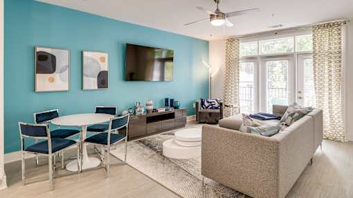 Living room at Link Apartments® Grant Park, Atlanta, GA
