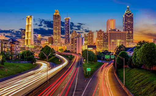 a view of the atlanta skyline at Link Apartments® Canvas, Atlanta, GA, 30312