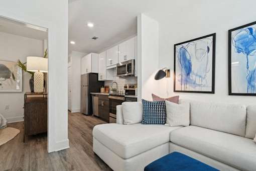 Living Area With Kitchen at Link Apartments® Montford, Charlotte, 28209