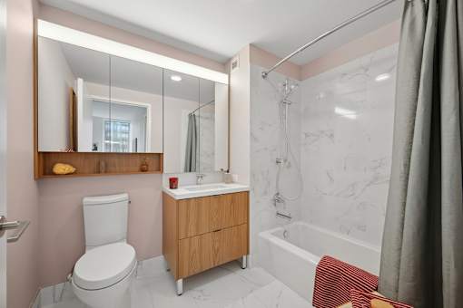 Bathroom With Bathtub at Link Apartments® QPN, Long Island City, New York