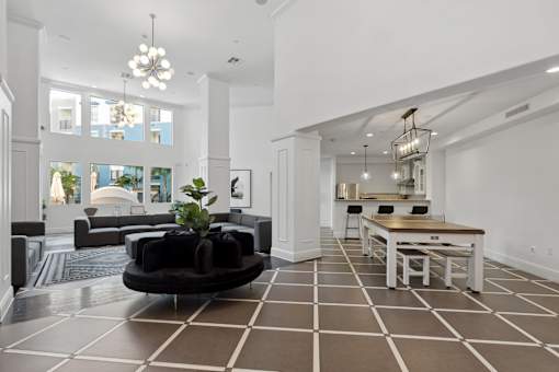 resident social lounge with kitchen area