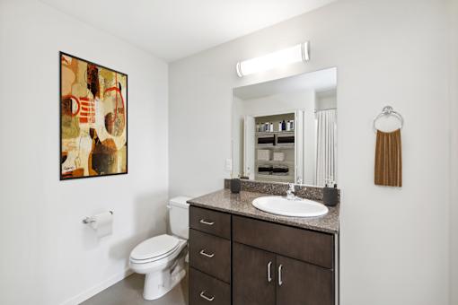 Bathroom vanity at Maddox Apartments