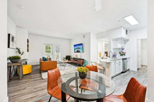 Dining room with modern circular table