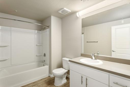 modern bathroom at The Landing at College Square