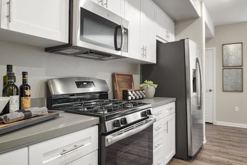 Fully Equipped Kitchen In Clubhouse at Mitchell Place Apartments, California
