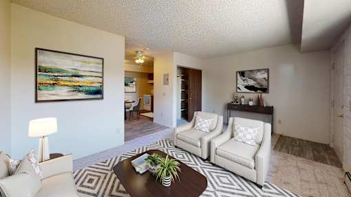 a living room with a couch and a coffee table