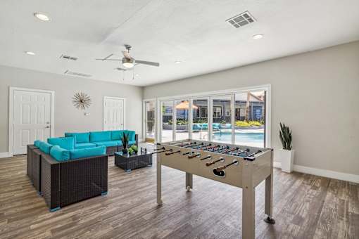 foosball and lounge area