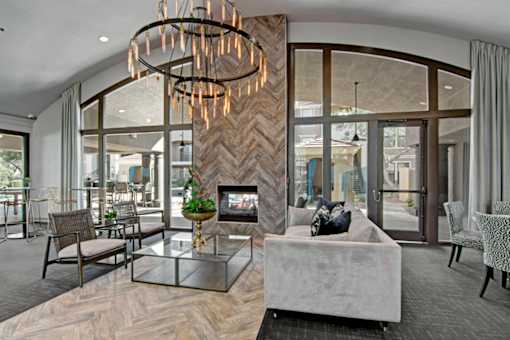 Posh Lounge Area With Fireplace In Clubhouse at Andante Apartments, Phoenix, AZ