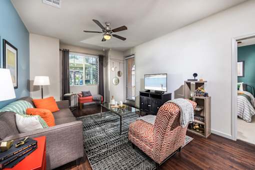 Furnished Model Living Room at Andorra Apartments