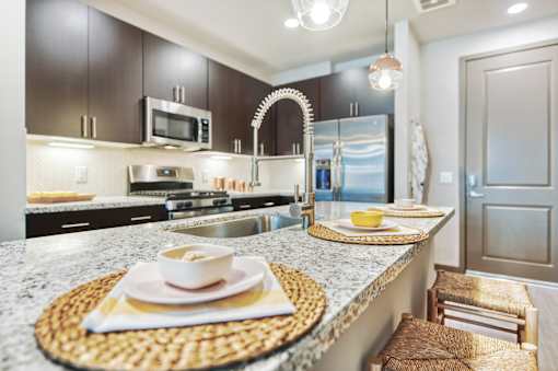 Kitchen counter at Centra Midtown Apartments