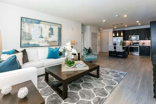 a living room with a couch and a coffee table