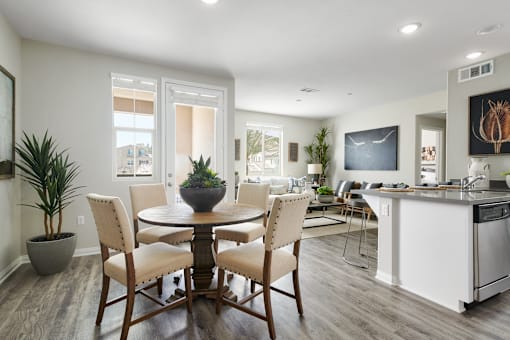 Living Room View From Dinning Area at Mitchell Place Apartments, Murrieta, CA