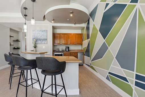 social lounge and kitchen at Waterstone Apartments
