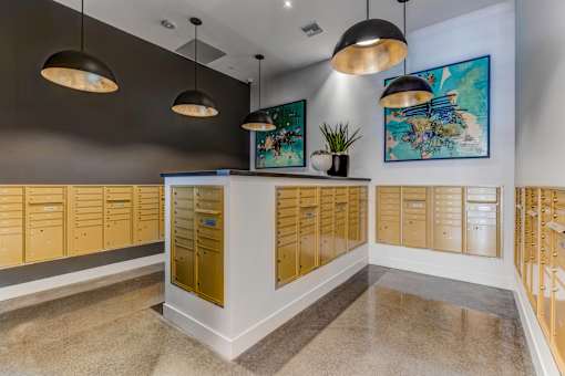 mail room at Novo Apartments