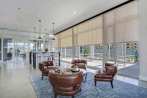 Clubhouse seating views at Parq Crossing Apartments