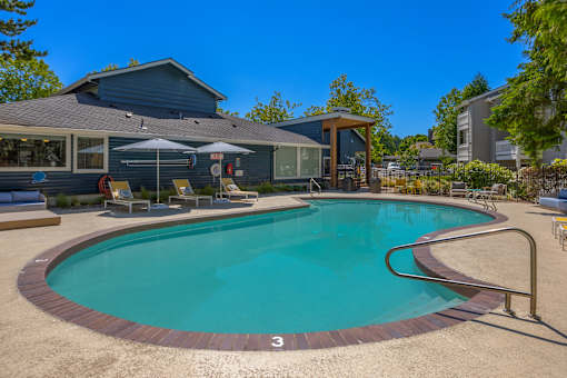 A swimming pool with a number 3 on the side.