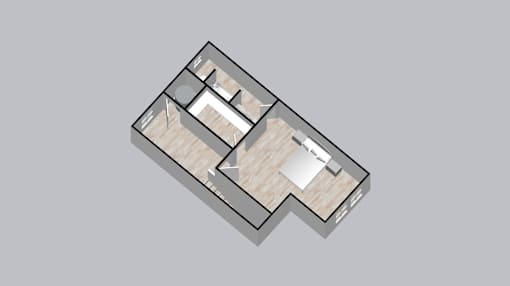 a small floor plan of a house with a bedroom and a bathroom