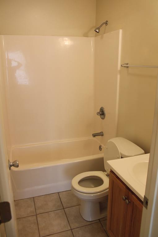 a bathroom with a toilet and a bath tub