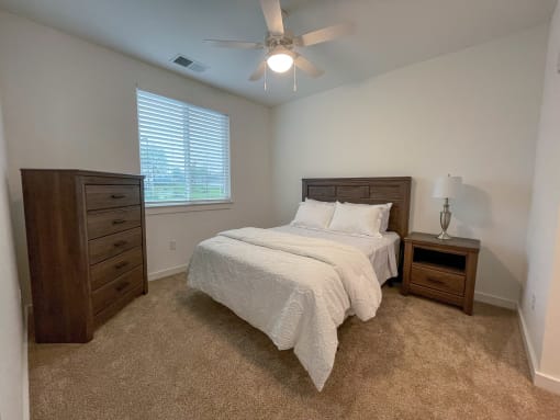 A bedroom in The Alston Apartments.