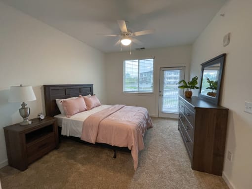 A bedroom in The Alston Apartments.