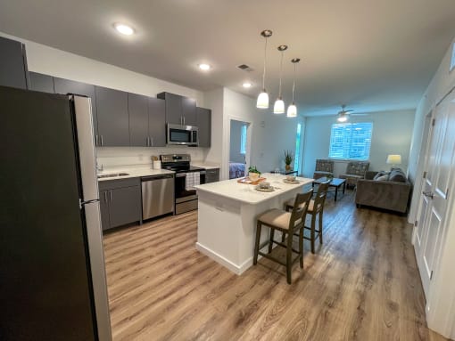 The kitchen and dining room for The Alston Apartments.