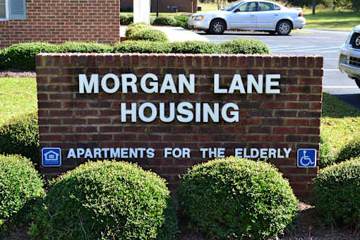 A sign for Morgan Lane Housing, which offers apartments for the elderly.