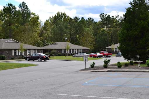A parking lot with a sign that says 5.