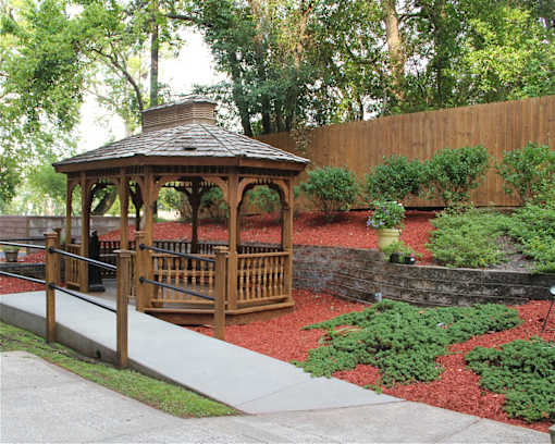 Croft House Elderly Apartments in Aiken, SC - Exterior gazebo with wheelchair ramp