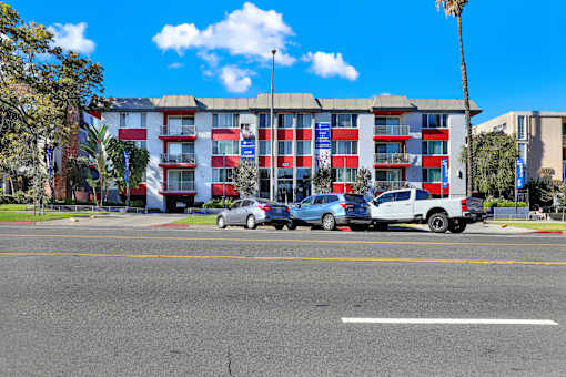 Parking Lot View at Chateau La Fayette, Los Angeles, CA