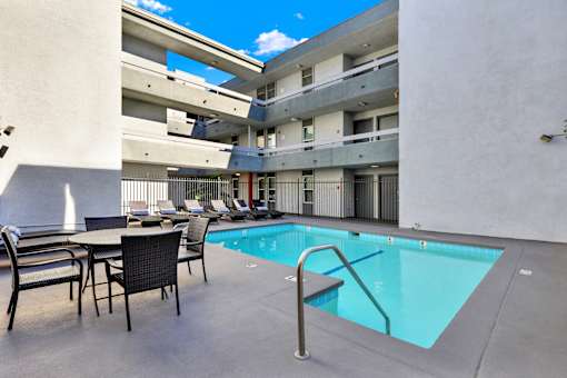 Pool With Relaxing Area at City Park View, Los Angeles, CA