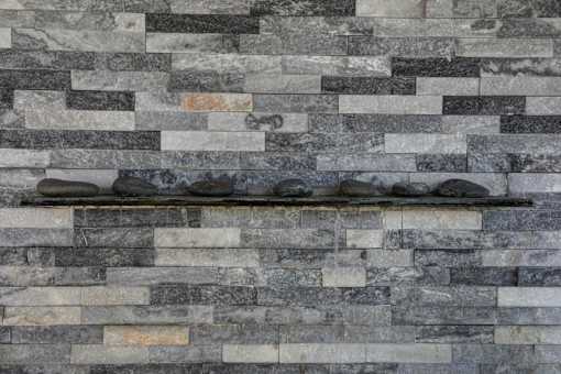 Wall of Grey and Black Stone at Oxnard Plaza, California, 91606