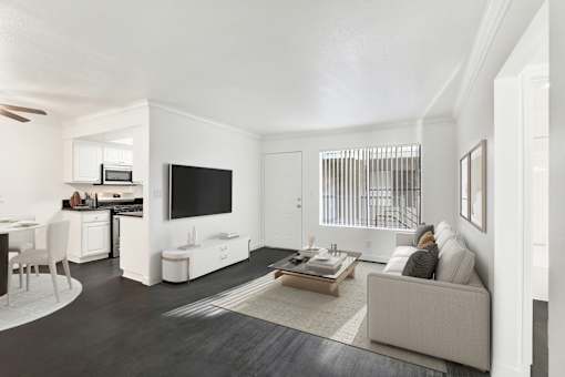 Living Room With TV at Elmwood Gardens, California