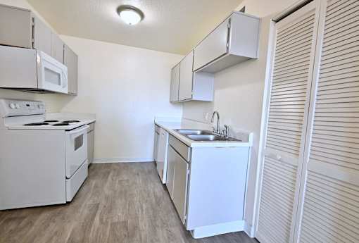 Kitchen with white cabinets at Mountain Vista, Sierra Vista, AZ