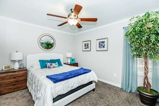 Bedroom with Ceiling Fan at Oxbow Hill Country, Boerne, TX, 78006