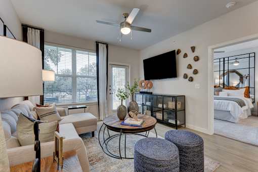 Living Area With TV at Estraya Boerne, Texas, 78006