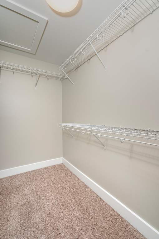 Empty room with a carpeted floor and a white wall.