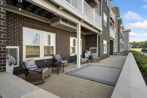 Courtyard with patio furniture at 41 North Apartments, Fort Wayne, IN 46835