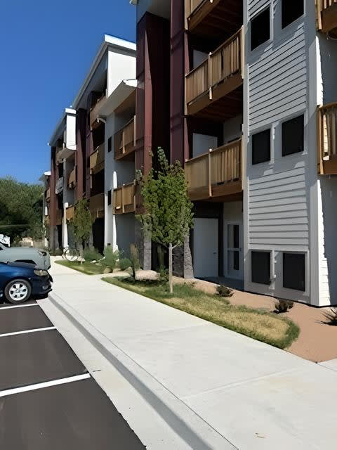 a car parked in front of an apartment building at MountainView Flats, Colorado, 81601
