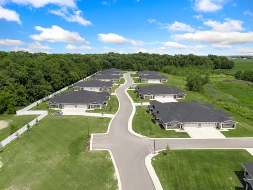 an aerial view of a neighborhood of houses at Morada at Maysville, Indiana, 46815