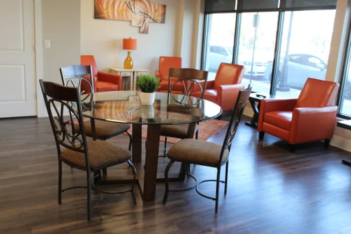 a dining room with a table and chairs  at North Harrison Senior Apts, Shelbyville, 46176