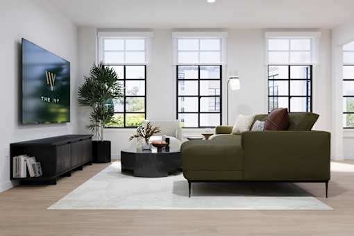Living area featuring contemporary finishes and spacious design