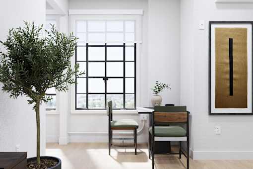 Modern dining area with elegant table setting