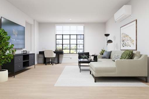 Contemporary apartment living space designed for everyday comfort.