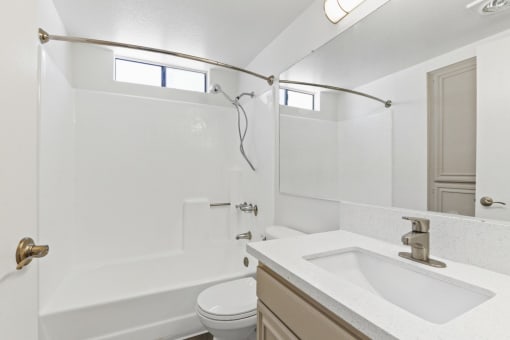 a bathroom with a sink toilet and a shower