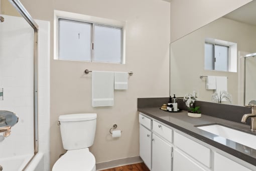 a bathroom with a toilet and a sink and a shower