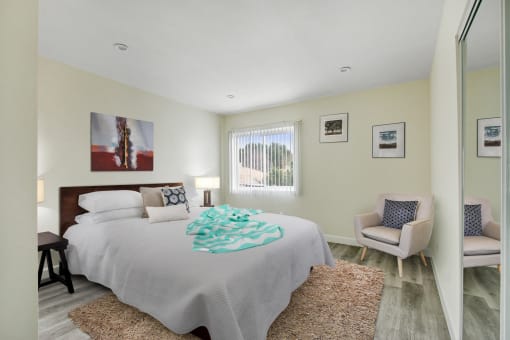Bedroom With Wood Inspired Floors