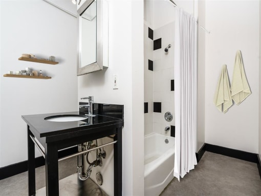 a bathroom with a sink and a bathtub