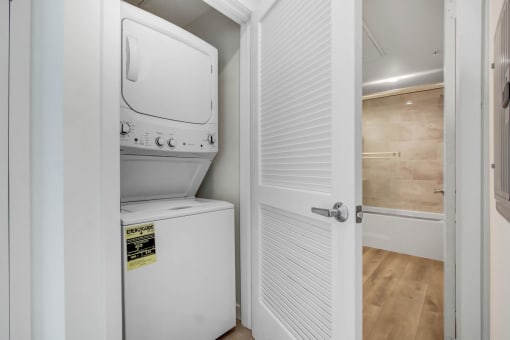 a washer and dryer in the laundry room of a manufactured home